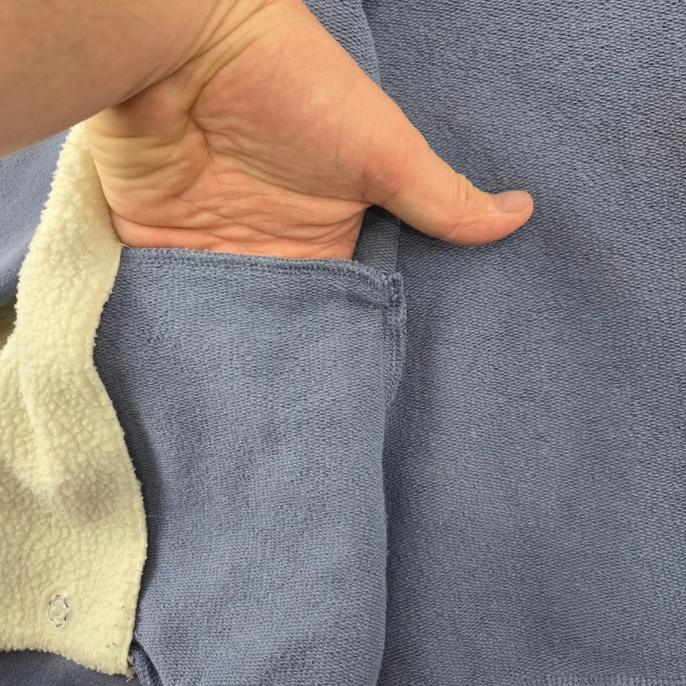 Y2K St John Sport Blue Knit Jacket Shearling Collar Asymmetrical Zip Size Medium - Picture 8 of 11